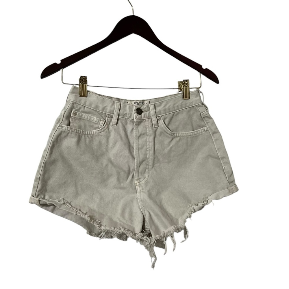 FREE PEOPLE High Rise Beige Denim Shorts